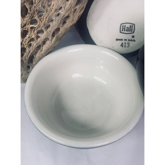 THREE (3) HALL Made in USA 413 Pottery Ramekins Charcoal Grey Black - Picture 6 of 9